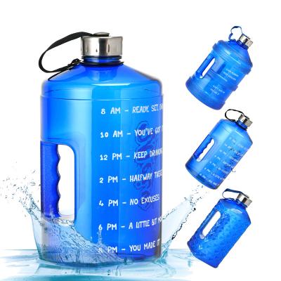 China Low Price Sustainable Half Gallon 3780ml Motivational Gym Sports Water Bottle With Time Marker for sale