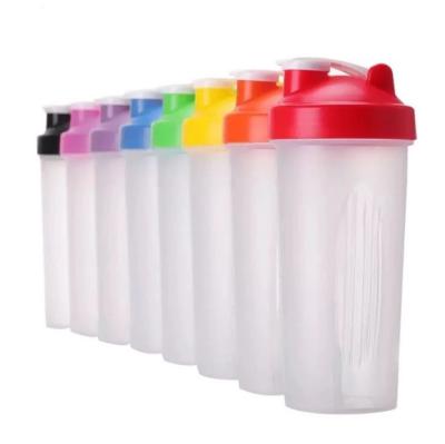 China Custom Viable Logo Gym Protein Shaker Bottle Water With Scale Cup Plastic Powder Shakers Sports Water Bottles 600ml With Mixer Ball for sale