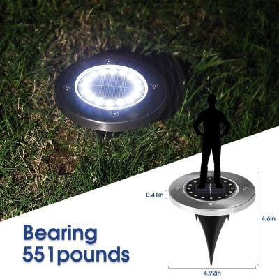 China Solar Garden 16 LED Ground Lights Waterproof Underground Sensing Landscape Lights Solar Garden Light for Lawn Pathway for sale