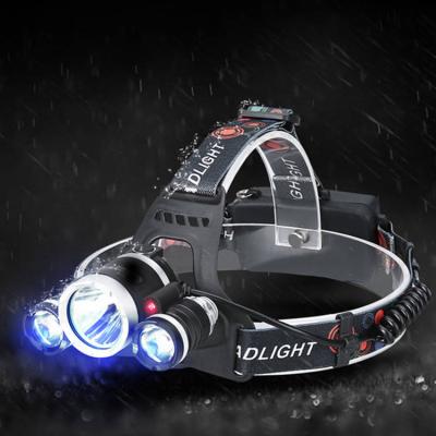 China OEM Multifunction Camping Water Proof 3 Led 4 Modes Mining Head Lamp Flashlight Rechargeable Torch Headlamp Hunting/Riding for sale