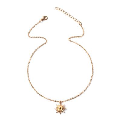 China Vintage Manufacturers Wholesale Fashion Charm Necklace Sunflower Necklace Gold Vintage Dangle Women Necklaces Alloy 1pcs/opp bag 6pcs for sale