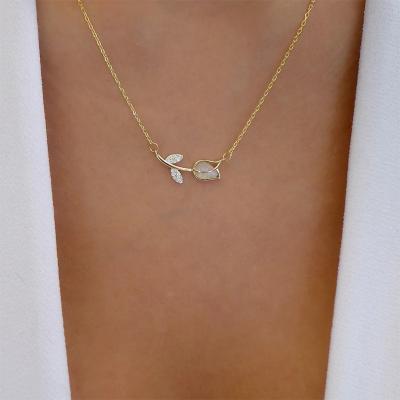 China New Design Women Gold Choker Necklace TRENDY Jade Stone Necklace Leaf and Flower Shape Necklaces White Gold Plated Alloy 1pcs/opp bag for sale