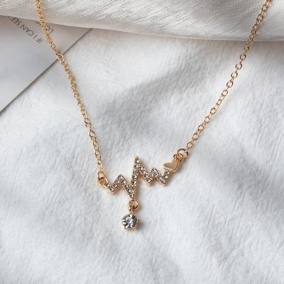 China FASHIONABLE Ladies Jewelry Tasty Gold Plated Link Chain Rhinestone Lightning Bolt Diamond Drop Choker Pendant Necklace for sale