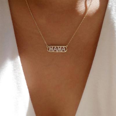 China TRENDY Elegant Crystal Zircon Chain Gold Jewelry Fashion Women Mothers Day Gift Mothers Mom Pendant Necklace for sale