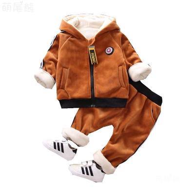 China Casual Wish Good Quality Swept Thick Child Suit Baby Toddler Boy Zipper Hoodie Pants Winter Set Clothes for sale