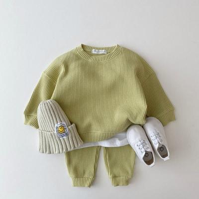 China Baby Casual Korean Cotton Knitting Clothing Sets Autumn Boy Kids Pullovers Tops and Pants Two Piece Set for sale