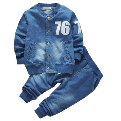 China The new next sale children's casual two-piece one-piece autumn set baby boy Jean Outfit Clothing blue for sale