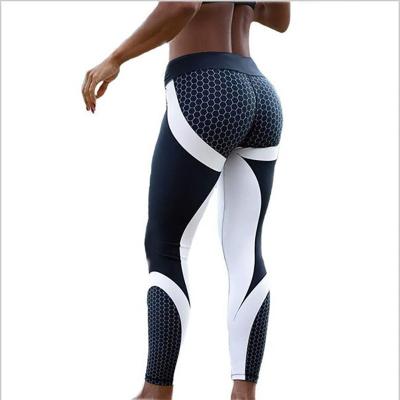 China Antibacterial Women Sporting Yoga White Legging Black Workout Jogging Mesh Print Workout Leggings for sale