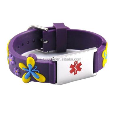 China Eco - Friendly Adjustable Alloy Plate Silicone ID Wrist Bands With Engraved Logo for sale