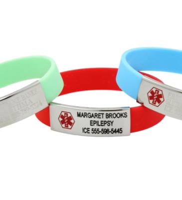 China Memorial Engravable Silicone Emergency Wristband Laser Silicone Wristband for sale