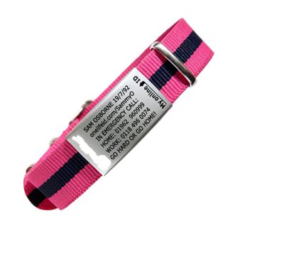 China Sport Wristband Emergency ID With Nylon Strap And Steel ID Tag Wristband Watch for sale