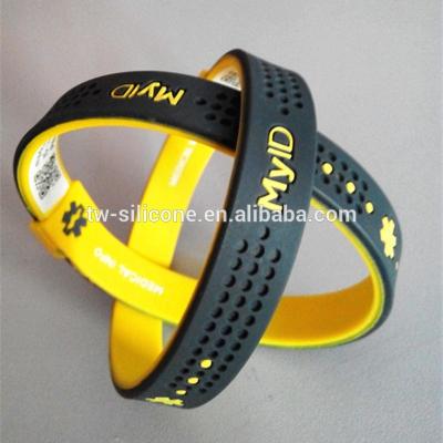 China Deboss logo and information silicon wristband silicon wristband sports band energy bracelet for sale