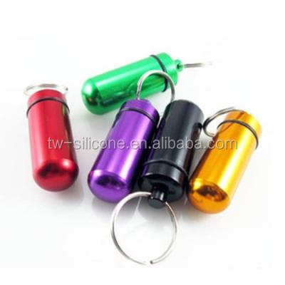 China New Design Stainless Steel Pills Pill Tube Pill Tube Aluminum Pill Bottle Keychains And Key Ring Pill Holder for sale