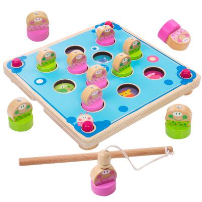 China Educational Magnetic Fishing Toy Wooden Magnetic Fishing Game Chess Educational Wooden Toys Memory For Children for sale