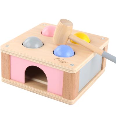 China Eco-friendly Material Wooden Pounding And Grinding Toy With Mallet, Educational Kids Pounding Bench for sale