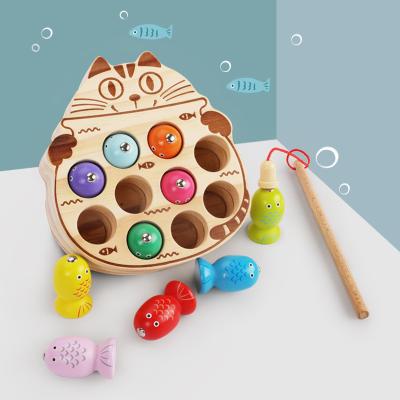 China Toy Color Sorting Puzzle Montessori fine cognition game Educational Wooden Magnetic Fishing Preschool Gift for Children for sale