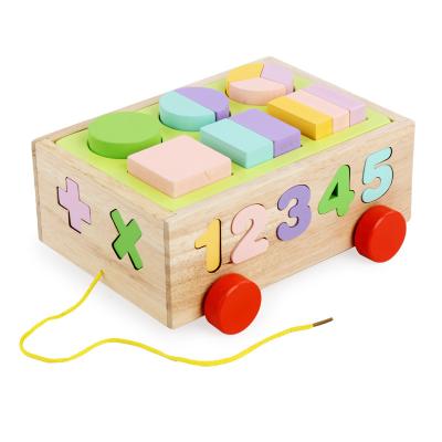 China Educational Wooden Number Shape Sorter Toys Colorful Wooden Geometric Shape Blocks And Match Classic Wooden Cube Box Developmental Toy for sale