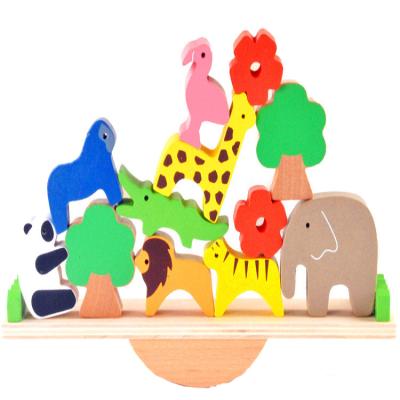 China Construction Toy Wooden Educational Animals Stacking Blocks Games Playset Montessori Balancing Toy for Toddlers for sale