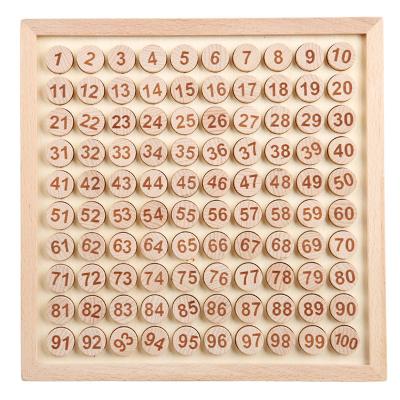 China Educational Wooden Montessori Hundred Math Board 1-100 Number Counting Toy Montessori Math Game Board For Kids for sale