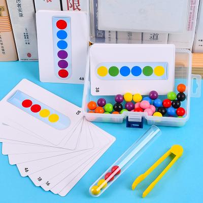 China Educational Wooden Clip Beads Toy with Fine Test Tube Motor Early Education Color Recognition Chopsticks Clip Beads Hands Brain Training Toy for sale