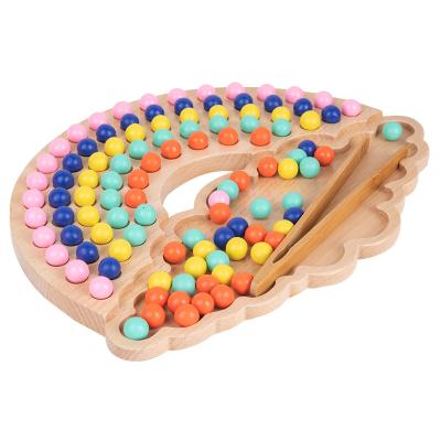 China Educational Wooden Clip Peg Board Beads Game Rainbow Puzzle Matching Toys Counting Toy Math Games For Toddlers for sale