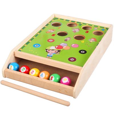 China Woode Billiards Educational Wooden Board Game Billiards Game Assorted Interactive Balls Parent-Children Games Sticks Educational Gifts for sale