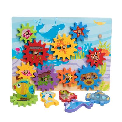 China Educational Wooden Busy Board Gears Puzzles Matching And Stacking Wooden Toys Montessori Developmental Toy For Toddler for sale