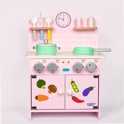 China Educational Wooden Kitchen Toys Playset for Pretend Play White Cooking Set with Colorful Accessories Play Kitchen for Toddlers for sale