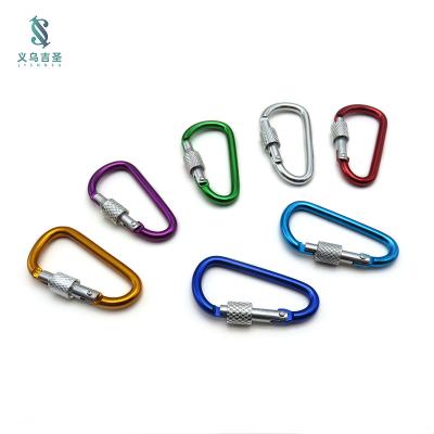 China Multifunctional hot-selling Amazon aluminum alloy mountaineering spring outer buckle d-shaped backpack with spiral lock carabiner for sale