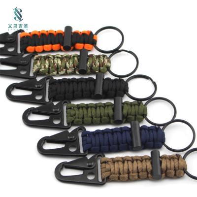 China Flintstone Key Chain Umbrella Rope Handwoven Multifunctional Camping Easy Carry Safety Handwoven Outdoor Rescue Rope for sale