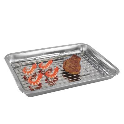 China Sustainable Stainless Steel Pan Tray Cookie Baking Net with Cooling Rack for sale