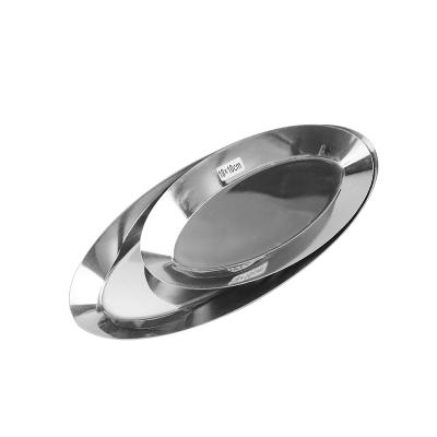 China Sustainable Stainless Steel Oval Serving Tray , Restaurant Oval Shape Food Dish for sale