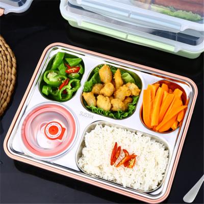 China 304 Stainless Steel Handle Food Container Bento Lunch Box Adults Canteen Restaurant Microwavable Dish for sale