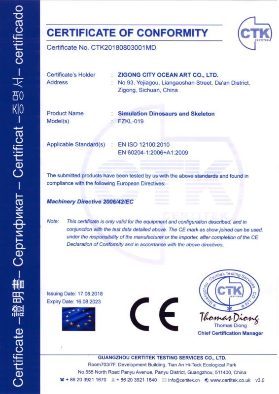 CE - Zigong City Ocean Art Co., Ltd.