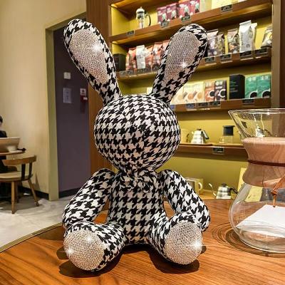 China Toy Girls Play Luxury Diamond Rabbit Designer Stuffed Rag Leather Cloth Stone Doll Swimming Luxury Plastic Children Cloth Doll for sale