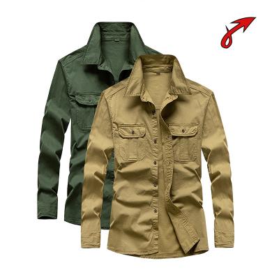 China Anti-pilling Men's Spring and Autumn Workwear Stretch Jacket Trendy Cotton Shirt for sale