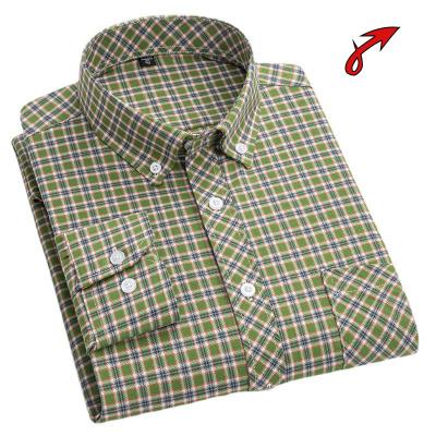 China Anti-pilling men's slim section cotton shirt cotton long-sleeved loose plaid shirt for sale