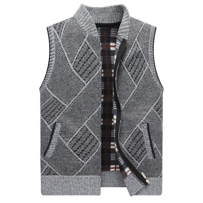 China Anti-wrinkle Zipper Padded Thickened Jacket Knit Tank Top Custom Mens Sweater Vests Sleeveless Vests for sale