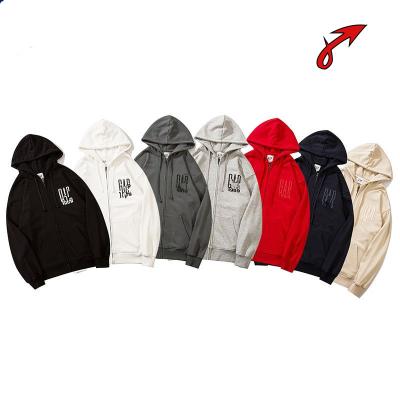 China Anti-wrinkle spring and autumn men and women letters double layer terry hat jacket zipper-hooded sweatshirt for sale