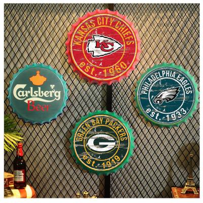 China Dropshipping China Tin Sign Cap Design Beer Cap Metal Bar Poster Metal Craft For Bar Restaurant Cafe Wall Home Decor for sale