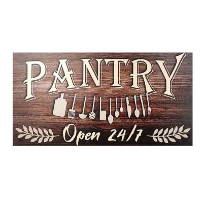 China Europe Pantry Sign for Kitchen - Rustic Farmhouse Decor Wooden Signs - Hanging or Wall Mounted Wooden Decoration, Country Home Style Art for sale