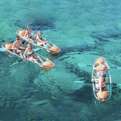 China Fishing Kayak Traveling 2 Person Kayak Crystal Clear Cheap Wholesale Boat Kayak Clear Polycarbonate With Led Light Kayaks Boat 1 Person for sale