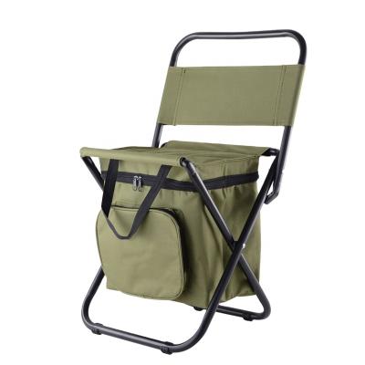 China Modern Multifunctional Outdoor Folding Portable Stool Ice Bag Stool With Heat Insulation Bag Fishing Stool Back Beach Chair for sale