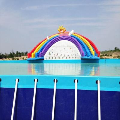 China Rectangle Above Ground Frame Swimming Pool Kids Folding Swimming Pool For Outdoor Wholesale 12*24*1.32m for sale