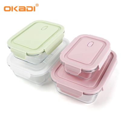 China New Hot Sale Classic/Postmodern Microwave Brosilicate Food Safe Glass Storage Container, Glass School Lunch Bento Box Set With Spoon for sale