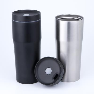 China 16oz Viable Customized Curve Logo Wall Insulation Coffee Mugs Curve Stainless Steel Double Tumbler With Lid for sale