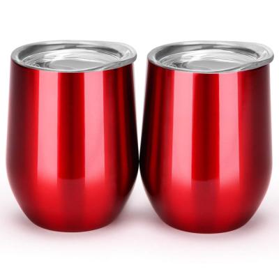 China 2019 Amazon Sustainable Hot-selling 12oz Stemless Wine Glass Tumbler, Stainless Steel Tumbler Cup With Lids for sale