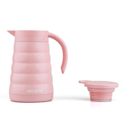 China Viable Fancy Design Double Wall Thermos Tea Coffee Flask, 18/8 Stainless Steel Insulated Tea Set Travel Water Pot for sale