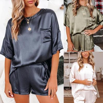 China QUICK DRY women's sleepwear 2021 new arrivals pajamas clothing for woman milk silk summer T-shirts shorts two piece sets for sale