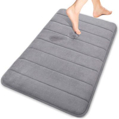 China Wholesale Sustainable Microfiber Flannel Rug Washable Polyester Memory Foam Bath Mats For Bathroom Non Slip for sale